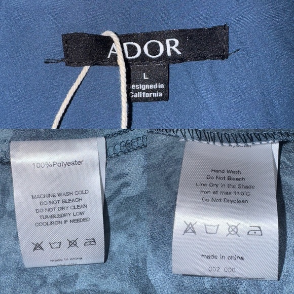 NWT 💙 ADOR Navy Floral Chiffon Elastic Waist Dress #15814645 Size Large - Picture 12 of 15